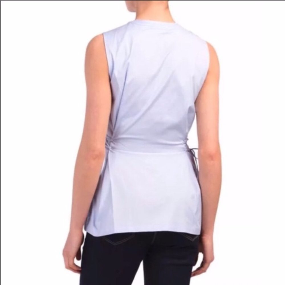 Theory Cahliway Shirting Sleeveless Tied Popover Top - Picture 8 of 8